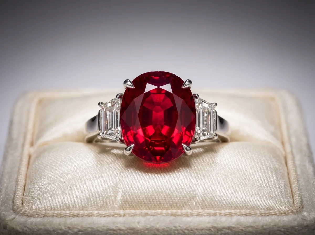 缅甸鸽血红宝石戒指拍卖 - 女神视频